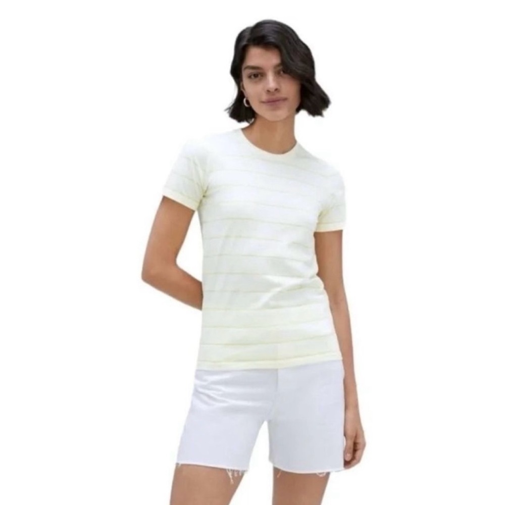 NWT Everlane Organic Cotton Yellow Striped Crew Neck Tee Medium